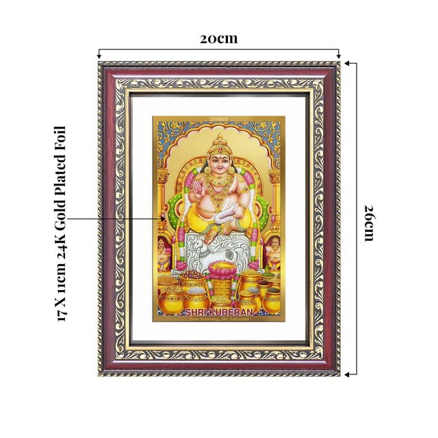 Image of DIVINITI Lord Kuber 24K Gold Plated Foil Wall and Tabletop Photo Frame for Home Decor, Puja Room, Luxury Gifting | DG Frame 105 S2.5 (26x20 CM)