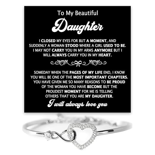 Daughter Infinity Bracelet Gift from Mom and Dad, Daughter Jewelry Gift with Heartfelt Message Card & Box - Meaningful Present for Graduation, Birthday, Wedding, Christmas