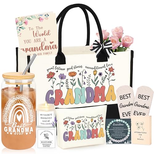 DOGMEM Grandma Gifts for Birthday Tote Bag Grandma Gifts Set