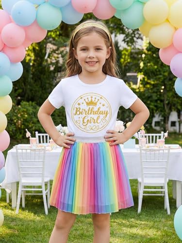 Image of YHHR Birthday Girl Shirt Tie Dye Girls Birthday Shirts 7-14 Year Kids Tops | Girls Birthday T Shirt, Cute B-Day Gifts Party Tops ,Birthday Outfits ,Letter Print Tees ,Graphic Short Sleeve Tee Tops