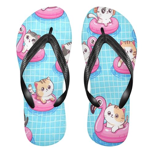 Nander Cute Colorful Cartoon Cats Sandal Flip Flops of Men's & Women's,Beach Slippers Flip Flops Shower Shoes