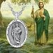 EUDORA San Judas Tadeo Necklace St Tude Medal for Women Men Sterling Silver S925, Saint Jude Thaddeus Pendant for Protection Christian Catholic Faith Jewelry Gifts for Women Mens, 22
