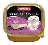 animonda Vom Feinsten Adult Hundefutter, Nassfutter für ausgewachsene Hunde, Schlemmerkern mit Huhn, Ei + Schinken, 22 x 150 g