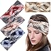 Produktbild Stirnband Damen,Boho Verdrehte Stirnbänder Turban Elastische Weiche Stirnband, Blumenmuster Bedruckt Verdreht Baumwolle für Damen für Alltag Yoga Sport Fitness 4 Stk