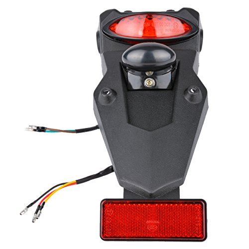 KATUR 12V LED Motorcycle Fender Rear Tail Stop Light Reflector Universal for MX Motocross Sport Pit Dirt Bike (Red Shell)