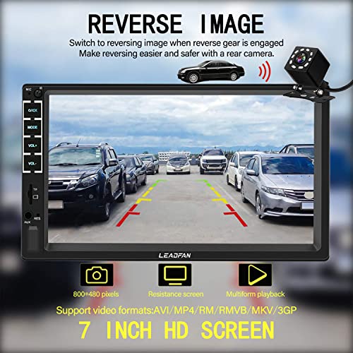 7" Car Stereo Double Din Touch Screen Car Radio Audio Receiver Fm Radio Bluetooth Video Remote Control Mp5/4/3 Player Android Iphone Mirror Link Usb/Sd/Aux Hands Free Calling With Camera #TOP4