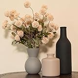 TBOHCRAFED Ceramic Flower Vase Set of 3, Fake Flowers in Vase for Centerpieces with 8 Artificial Autumn Chrysanthemums Artificial Decorative Swags