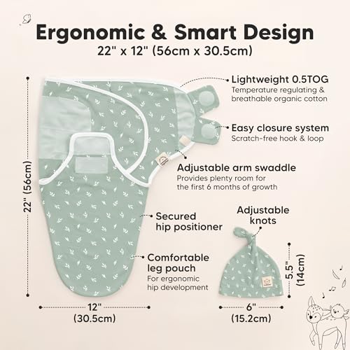 Image of KeaBabies 3-Pack Swaddles for Newborns, Girls, Boys with Hats - Organic Soft Baby Sleep Sacks, Breathable Baby Swaddle 3-6 Months Beanies Set, Premie Infant Sleep Sack 0-3 Months (Prairie)