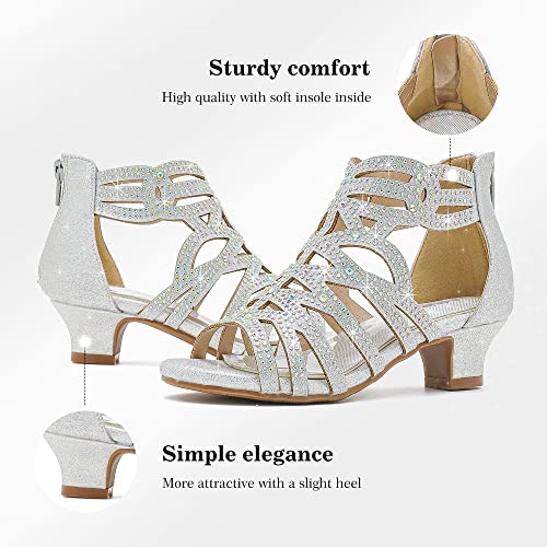 Image of LAURMOSA Little Girls Sandals High Heels Formal Shoes Open Toe Pump Sandals Glitter Party Wedding Shoes for Big Kids Toddler