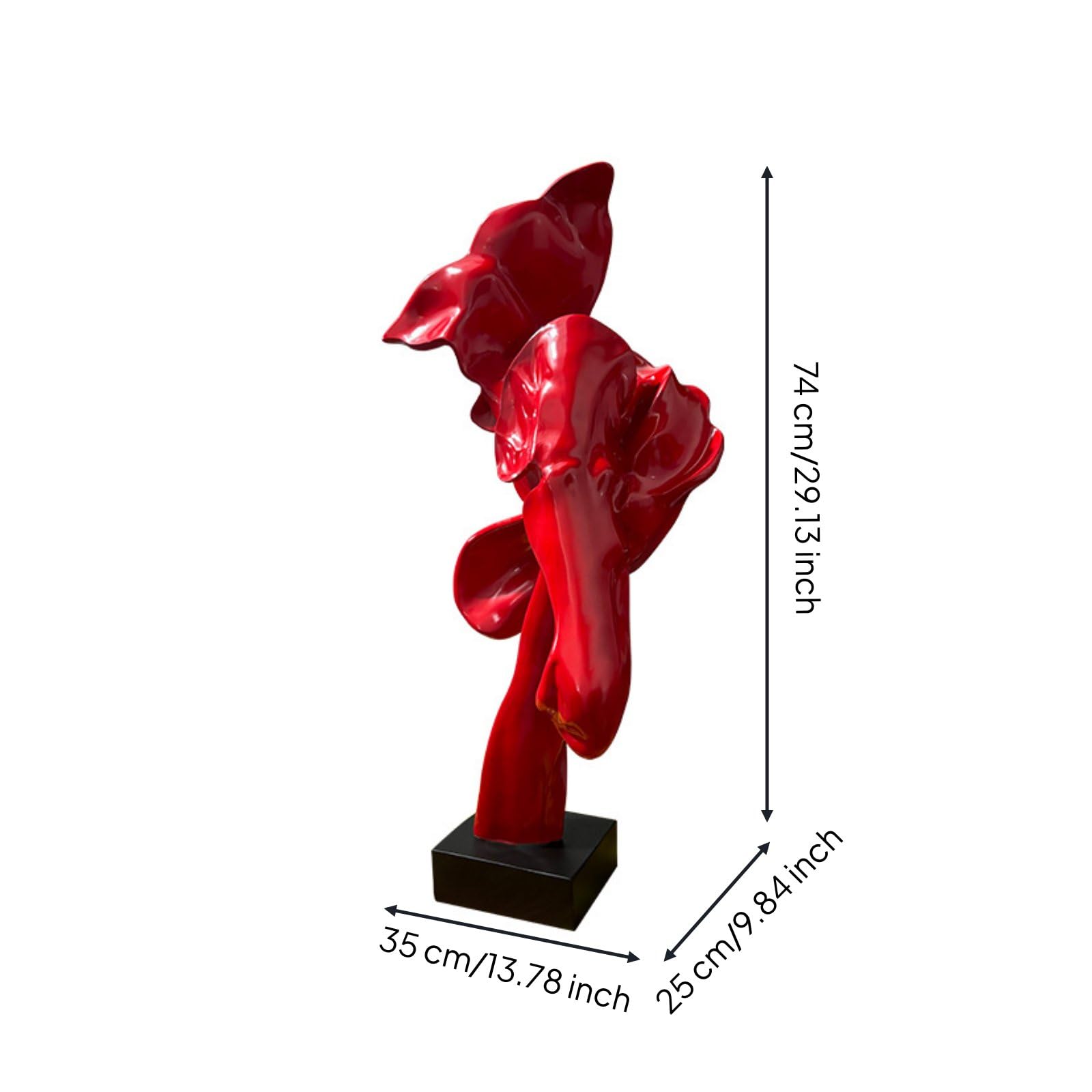 B Baosity Escultura Arte Estatua Decorativa Figura Geométrica Adorno de Interior en Resina Acabado Suave Fácil de Colocar Adecuada para Salón Recibidor Estudio Hotel Estante Recepción, Rojo