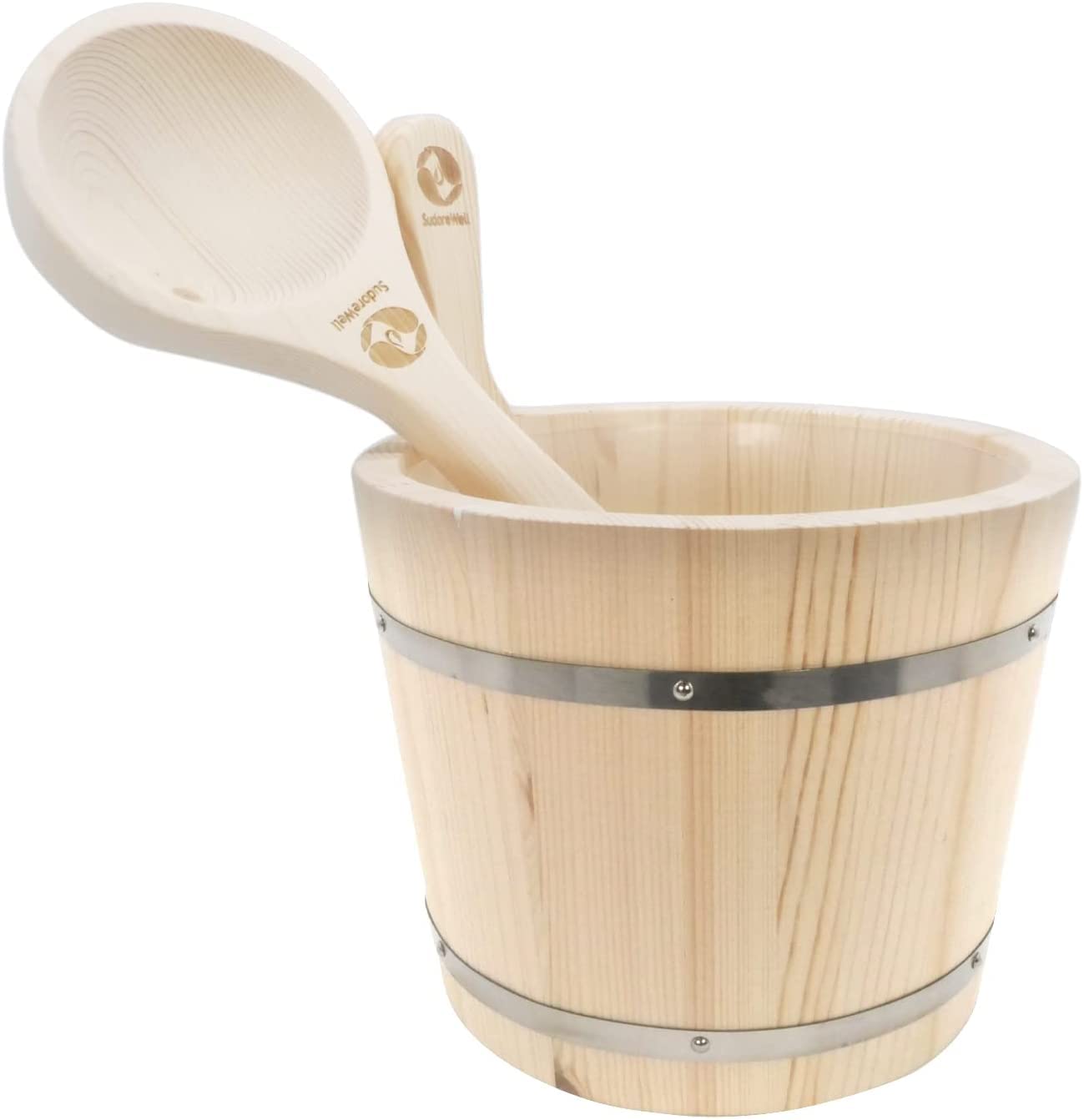 Kit de sauna Seau de sauna 3 litres en bois de pin avec insert en plastique et louche