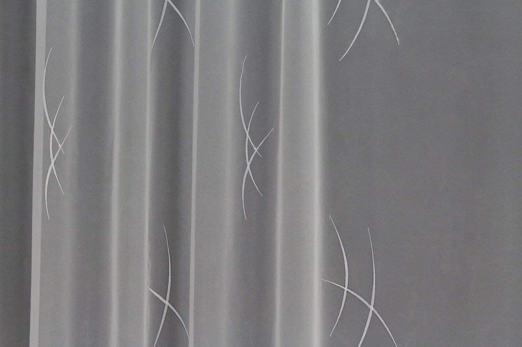 Hochwertige Gardine Fertiggardine Voile Store Schal mit Stickerei Faltenband und Bleiband weiß Milano 250 x 300 cm (HöhexBreite)