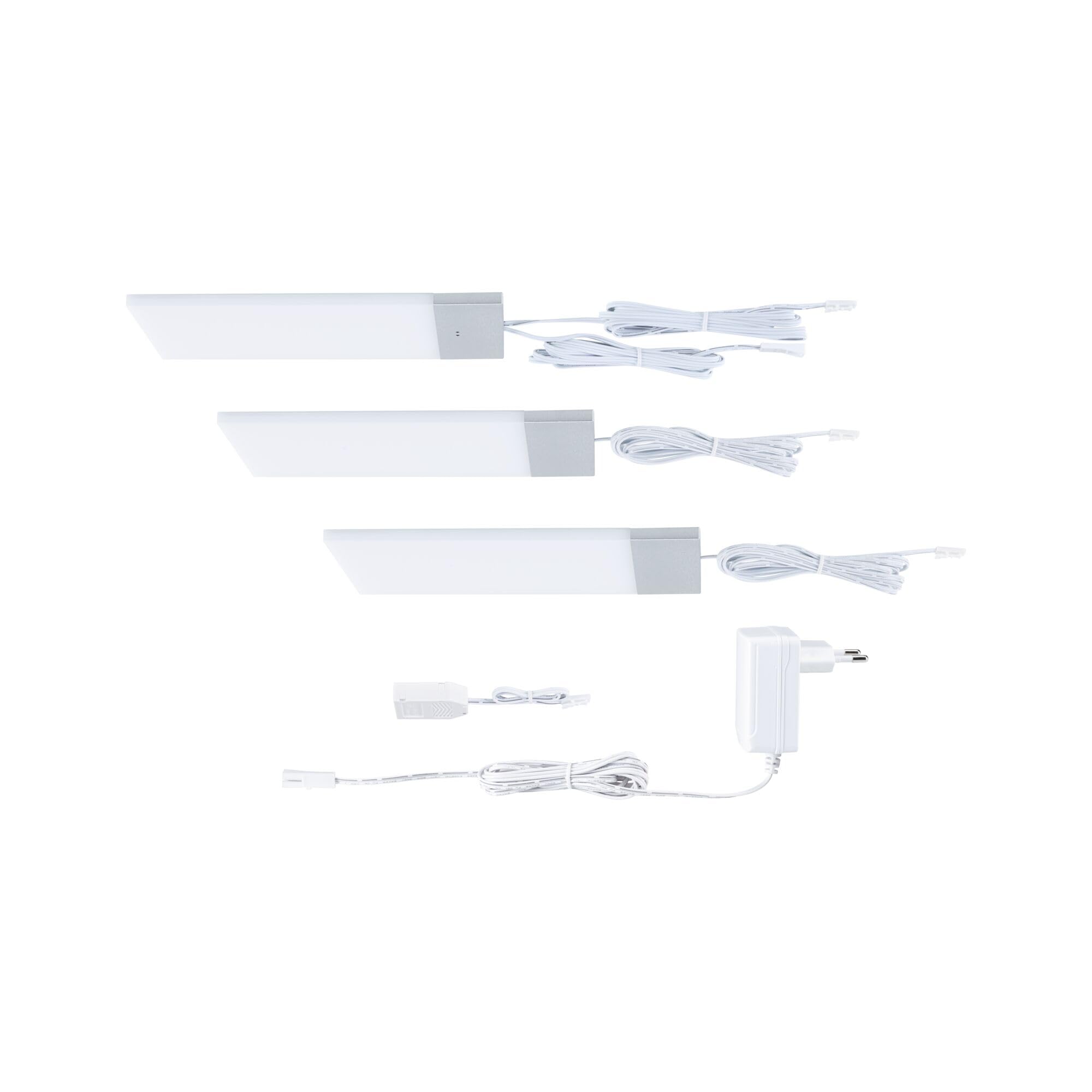 Paulmann 92122 LED Unterschrankleuchte Bredo inkl. Näherungsensor 3er-Set 4000K 2,5W 80x190mm 180lm Silber Möbelaufbauleuchte
