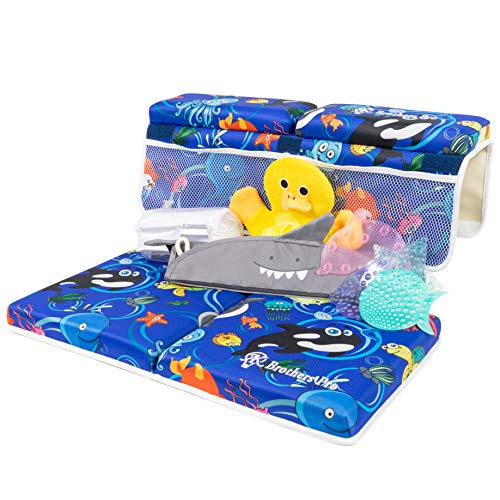 Baby Bath Kneeler & Elbow Rest Set with Free Inflatable Spout Cover, Shark