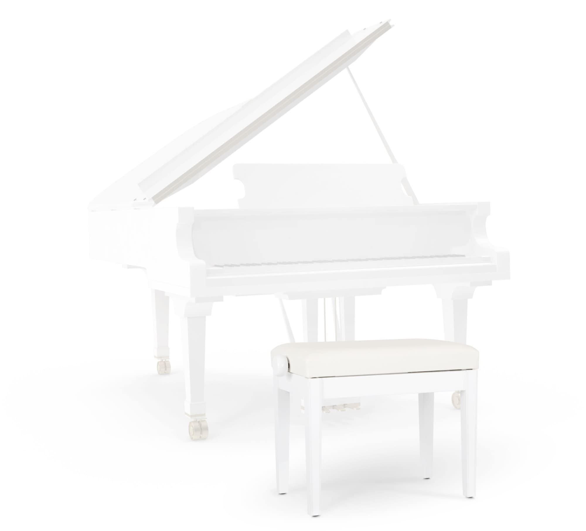 Classic Cantabile Pianobank Modell P - Weißes Polster aus Kunstleder - Höhenverstellbar von 48 bis 58 cm - 2-fache Kreuz-Mechanik - Massive Holzkonstruktion - Weiß Hochglanz