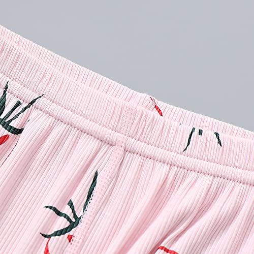 Kids Girls Cute Flower Soft 𝗽ajamas Sets Short Sleeve Stretchy F𝐚mily 𝗽𝐉 Tops+soft Pants 2 Piece Sl𝐞epwear Outfits4