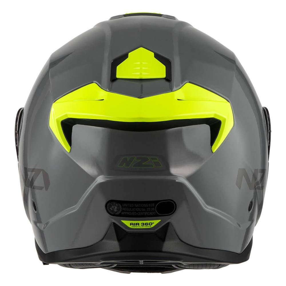 NZI Combi 3 Duo Nouveau Gris Amarillo - Casco de Moto Modular Abatible con Visor Solar - Unisex Hombre y Mujer - Homologado P/J ECE 22.06