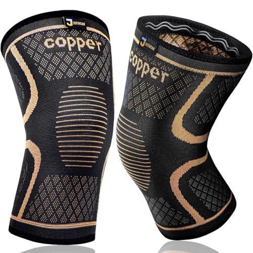 Copper Knee Braces for Men and Women (2 pack) -Copper Compression Knee Sleeve Knee Supports for Knee Pain, Arthritis, Sports and Recovery Support (Small)