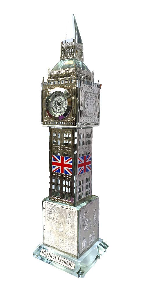Homeelabador Big Ben Silver Homeelabador® Crystal London Souvenir Collection In Box Big Ben, London Tower, London Bus, Telephone Booth (Big Ben Silver)