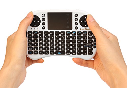LotFancy 2.4G Wireless Mini Keyboard with Touchpad Mouse for PC/Tablet/Laptop/Android TV Box/Smart TV/Google TV Box/Xbox 360/PS3/HTPC IPTV, Long Range, Rechargeable Li-ion Battery