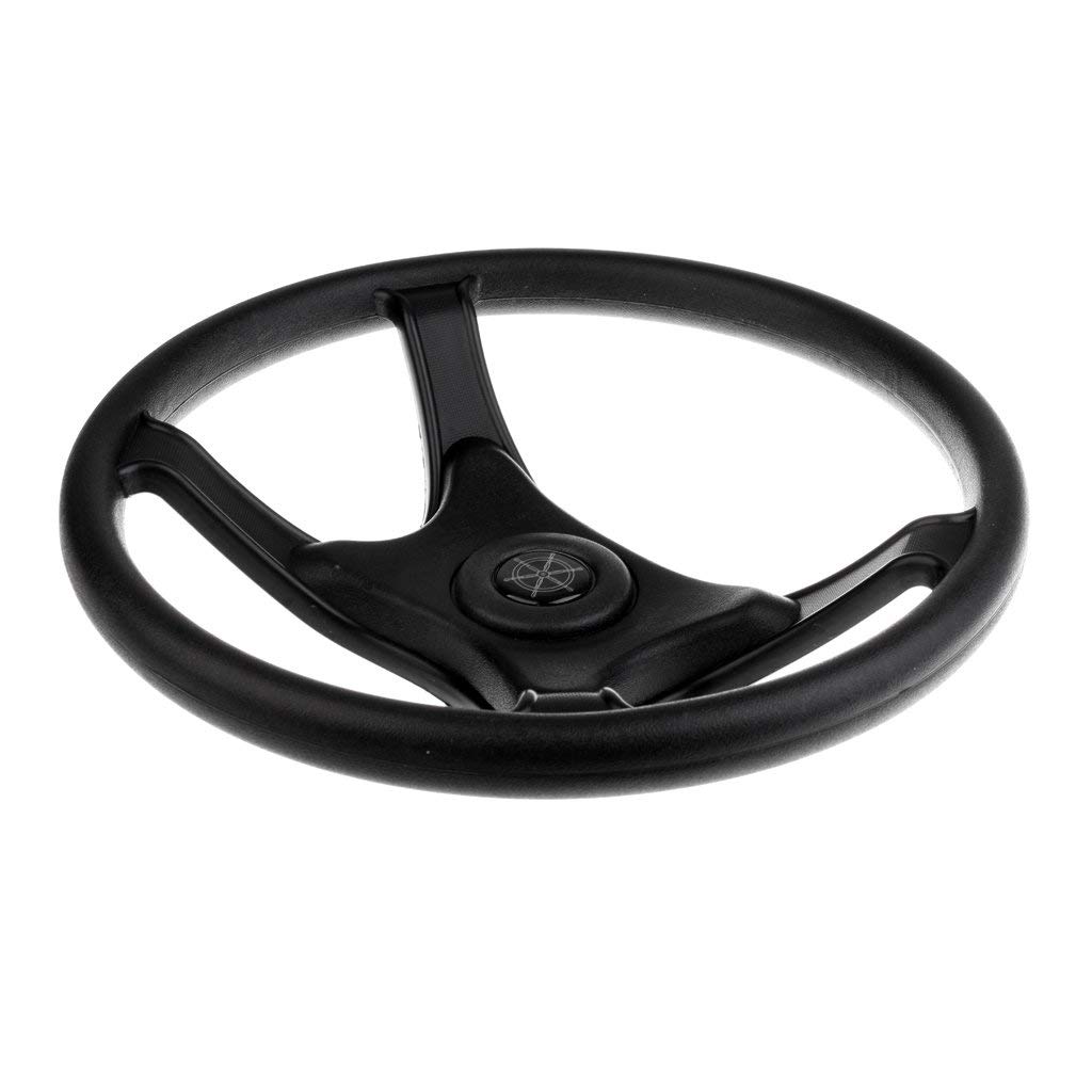 Volant Bateau 4 Rayons 330 Mm – Noir, Compatible Cône 19 Mm, Capuchon Central, Installation Facile, Adapté à La Plupart Des Navires