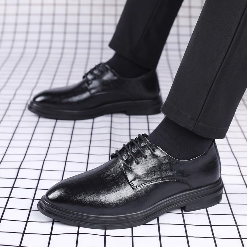Men's Leather Dress Shoes Classic Lace-up Formal Tuxedo Oxfords Shoes Mens Casual Dress Shoes2