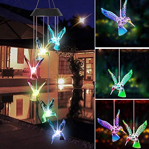 Preisvergleich Produktbild Kolibris Windspiel Solarlichter, Außenleuchten LED-Leuchten solarbetrieben Farbwechsel Kolibri Windspiel, Solarlicht Mobil für Hause / Party, Geschenke für Mama, Frau, Oma (Bird)