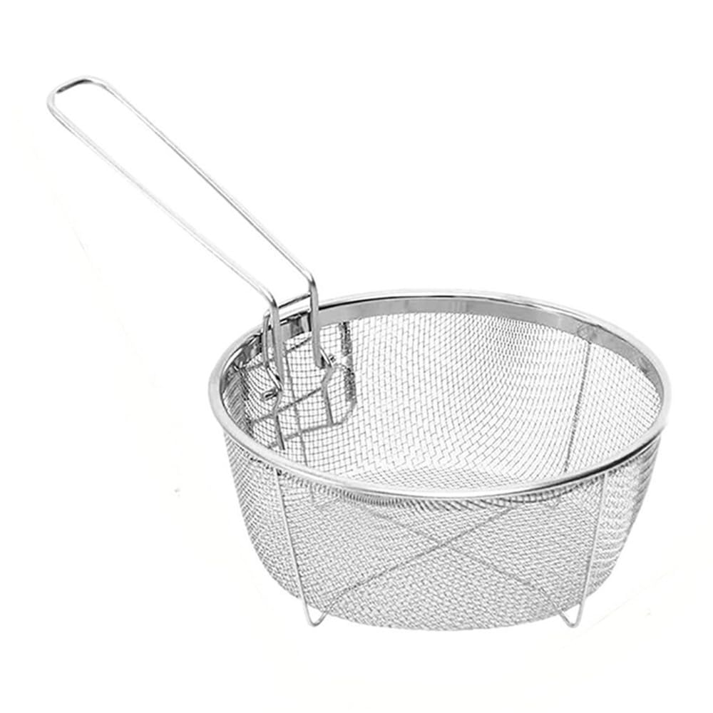 Stainless Steel Detachable Deep Fry Basket,Easy to Clean,Multifunctional Fryer Basket with Long Handle,Durable Fryer Strainer for Kitchen Cooking (9.06x7.48x3.54 Inch)