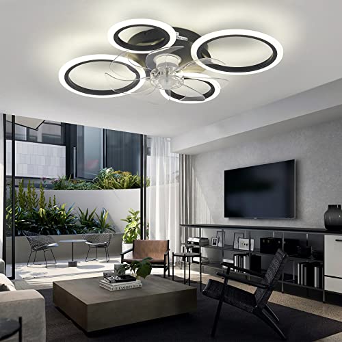 SYLKWOR Silentceilifan - Ventilador reversible con luz y control remoto para dormitorio, sala de estar, techo con ventilador