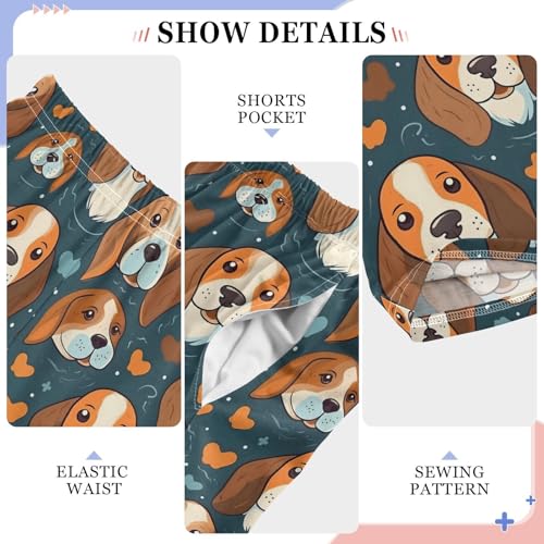 Beagle Dog with Love Boys Long Pants Soft Trousers Elastic Waist Kids Lounge Bottoms with Pockets S-XL4