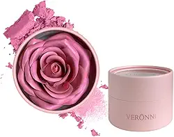 Blush rosa, maquiagem 3D rosa pétala de flor blush para bochechas, vermelhidão brilhante natural de longa duração, cor montável, contorno e brilho, blush em pó de maquiagem como presente de festival