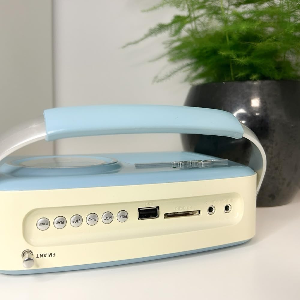 Setty Radio Retro 50's tragbarer kabelloser,FM-Radioempfang Retro Vintage Radio als Küchendeko mit USB SD- Card, Aux Funktion (Blau)