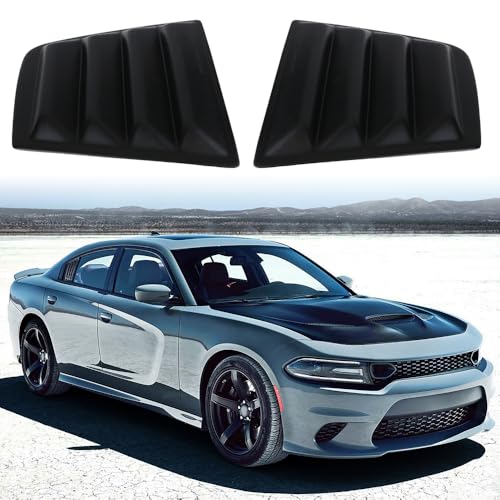 MODILOVER Side Window Louvers, Compatible with 2011-2023 Dodge Charger, Polypropylene(PP) Matte Black V2 Style Air Vent Scoop Shade Cover Blinds, 2PCS