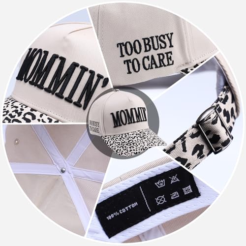 Image of Vintage Two-Tone Trucker Hat Adjustable Baseball Cap with Mommin Embroidery Ponytail Fit Unisex Outdoor Casual Headwear