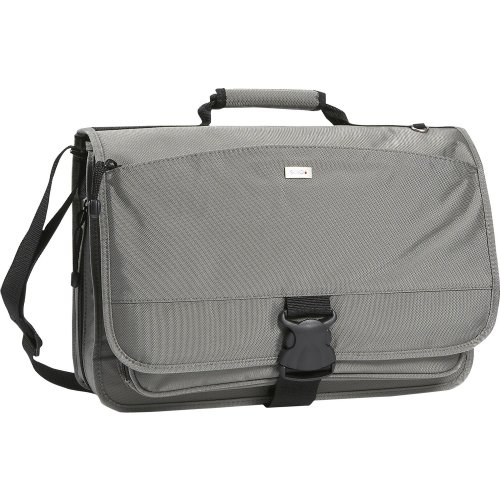 Solo New York Classic Collection Expandable Nylon Messenger Bag, Holds up to 15.6 Inch Laptop, Gray