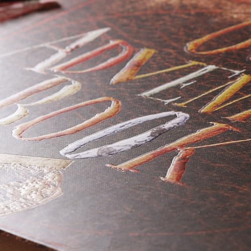 Image of Scrapbook Photo Album,Our Adventure Book, Embossed Words Hard Cover Movie Up Travel Scrapbook for Anniversary, Wedding, Travelling, Baby Shower, etc (Retro Adventure Book)