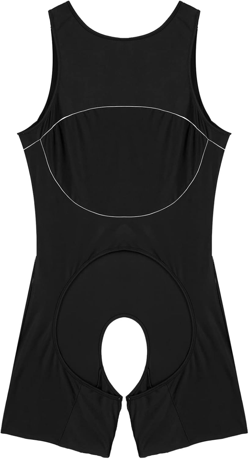 Lejafay Men's One Piece Swimsuit Backless Vest Bodysuit Slimming Jumpsuits Leotard Wrestling Singlet