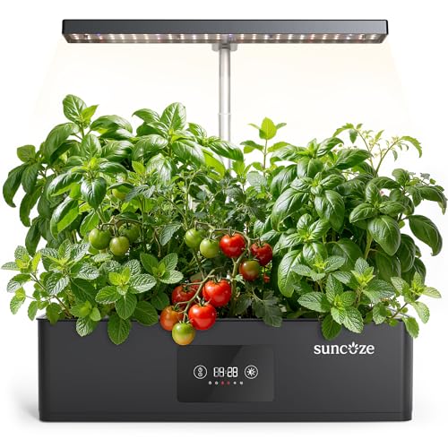 Image of SUNCOZE Hydroponics Growing System Kit with 24W Dimmable LED Light, Black