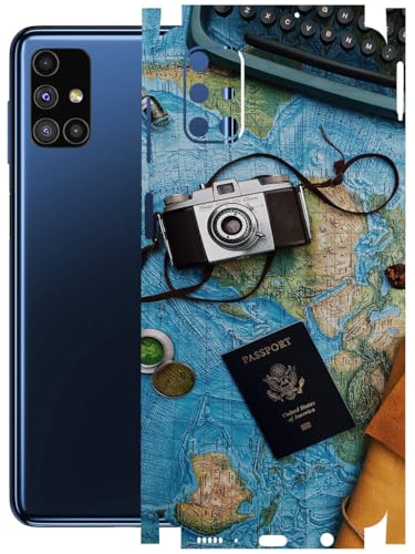 Image of AtOdds - Full Body Back Screen Guard Protector Film - Lamination Wrap Skin Sticker Compatible with Samsung Galaxy M51 | Scratchproof Matte Finish (Travel Map)