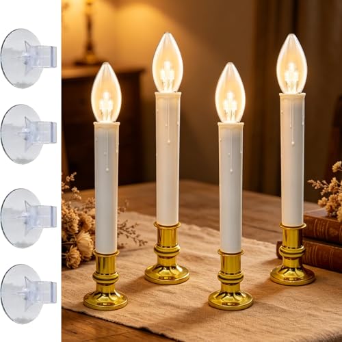Image of 4PK Battery Operated LED Window Candles, 7.75 inch Christmas Candle Lamp