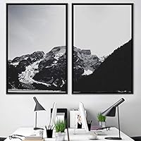2 Piece Framed Canvas Wall Art Monochromatic Mountains Canvas Prints Home Artwork Decoration for Living Room,Bedroom - 16