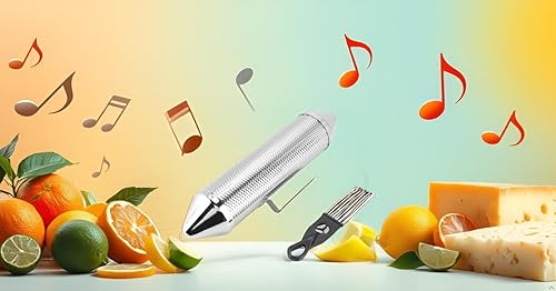 Miniatura 2 de Alomejor Guiro de metal, construcción duradera de acero inoxidable, percusión musical, herramienta de entrenamiento, raspador incluido, para