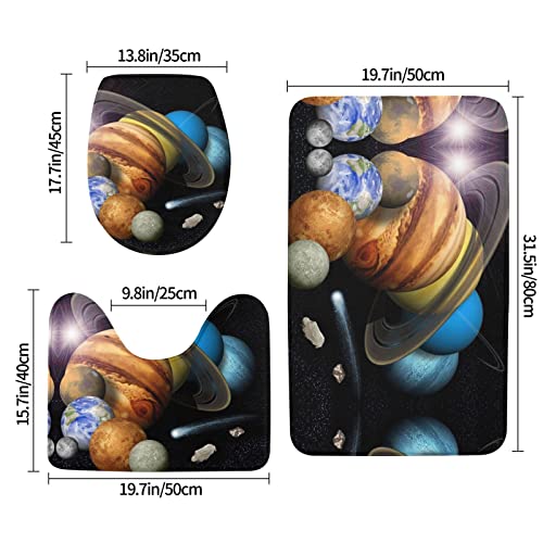 Planet Earth Print Rug Mats Pads Badvorleger Badezimmerteppich Set 3 Stück + Konturteppich + Toilettendeckelbezug – Bild 3