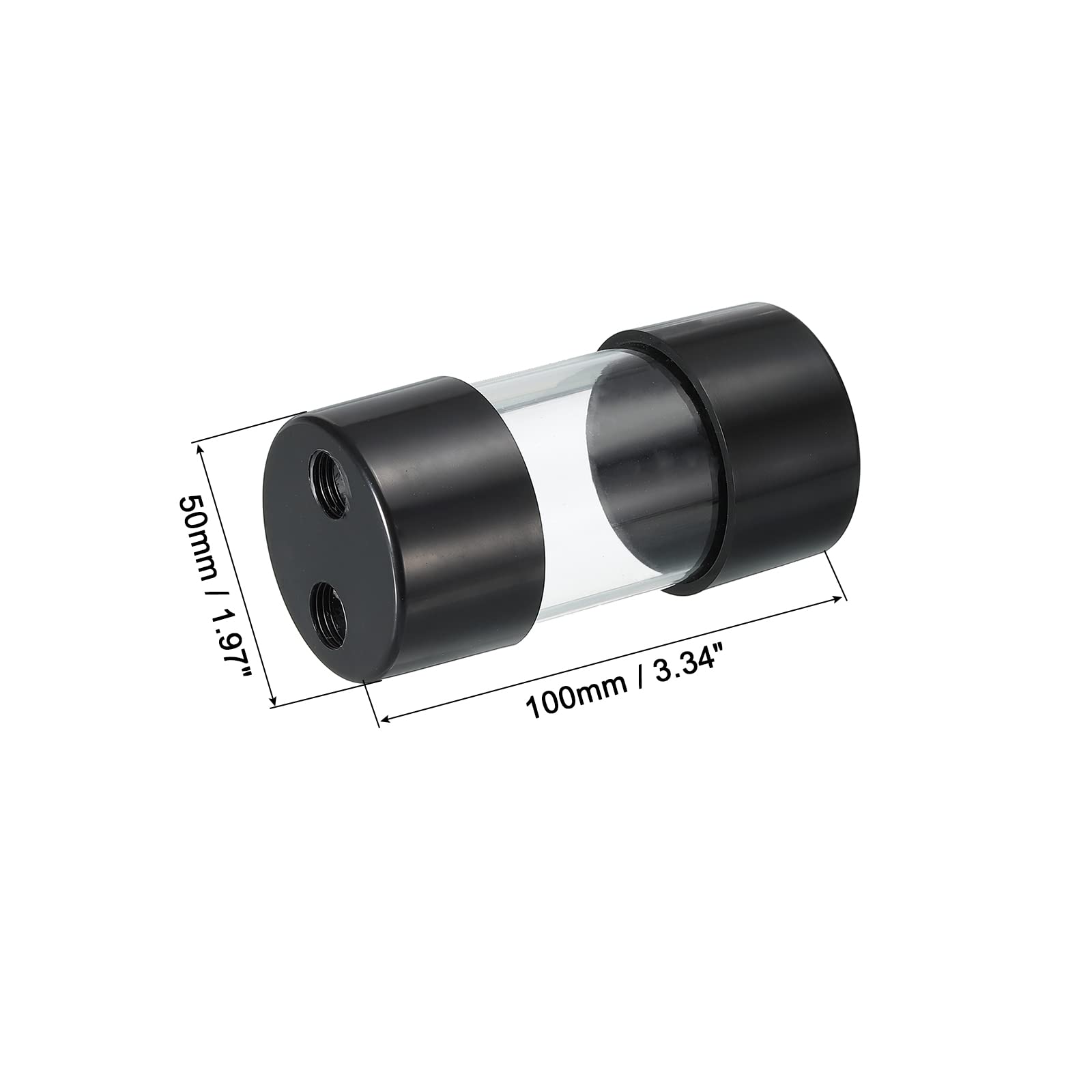 Tanque de refrigeración por agua cilíndrico G1/4 diámetro 1.969 in longitud 3.937 in transparente para PC sistema de refrigeración por agua depósito con acrílico y POM 2