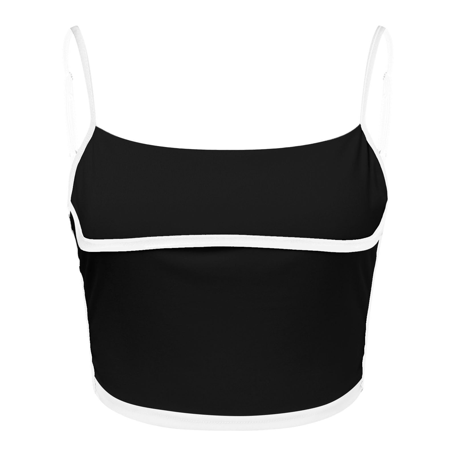 Damskie podkoszulki treningowe kwadratowy dekolt długi biustonosz sportowy wsparcie krótki top do jogi pasek spaghetti wbudowane biustonosze, czerwony, S
