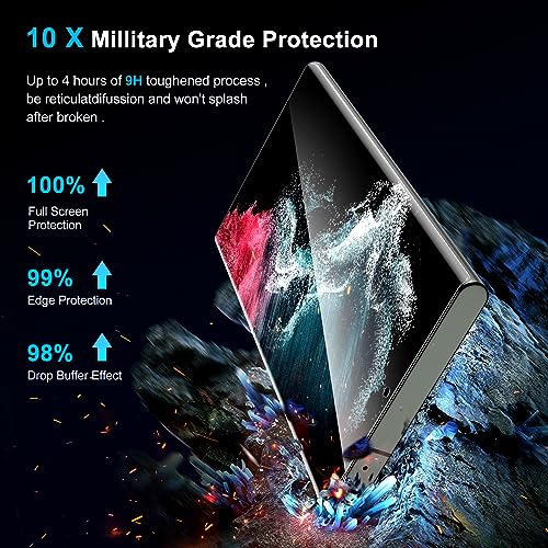 Image of [2+2 Pack] Glass Privacy Screen Protector for Samsung Galaxy S22 Ultra 5G, 9H Tempered Glass, Ultrasonic Fingerprint Compatible,HD Clear Anti-Spy Film for Galaxy S22 Ultra Glass Screen Protector