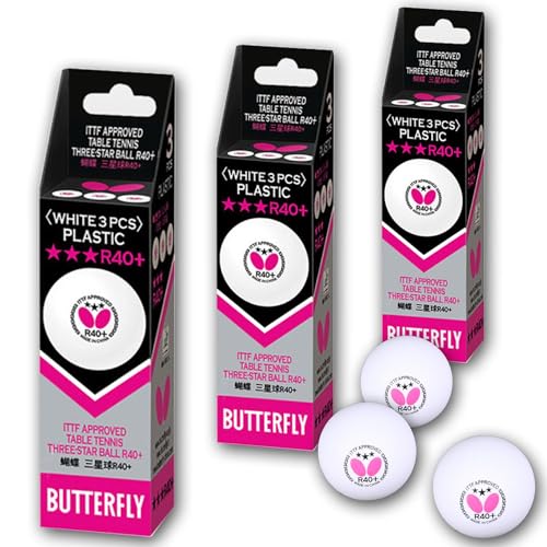 Butterfly Table Tennis Balls R40+ White, 3 Star ITTF Certified Ping Pong Balls, Poly Pingpong Ball - 6 Pack 12 Pack or 18 Pack (18 Pack)