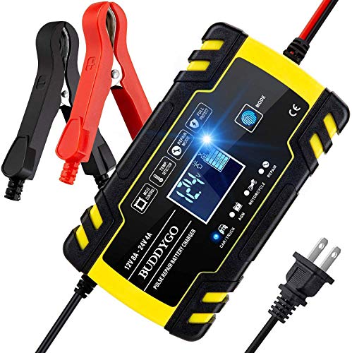 Battery Chargers, 12V/8A 24V/4A Fully-Automatic Smart Charger, Battery Maintainer Trickle Charger Pulse Repair Charger for Car, Motorcycle, Lawn Mower, Boat, RV, SUV, ATV and More