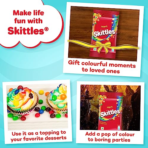 Image of Skittles Original Chewy Fruit Candy | Bite-Size Fruit Candies Pack | Delicious Fruity Flavours (Lemon, Apple, Grape, Strawberry, Orange)| Show Box Pack| 348 Gm | Pack of 2