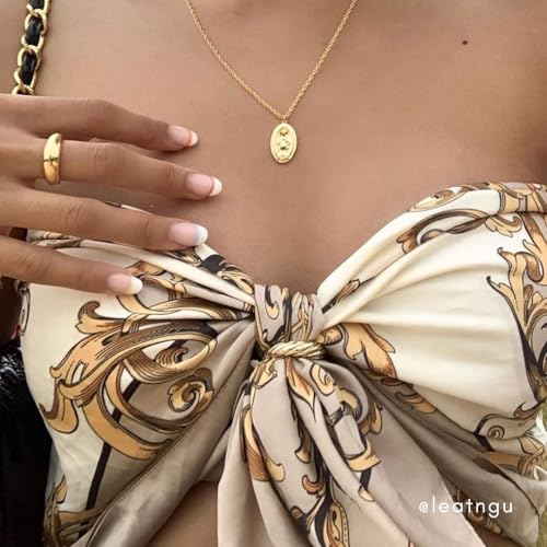 18K Gold Virgin Mary Necklace - Medallion Necklace - Miraculous Medal Coin Necklace for Women Religious Necklace4